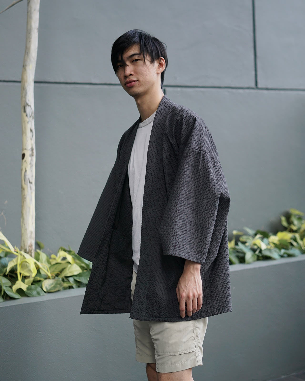 Charcoal Seersucker Haori (Made to Order)