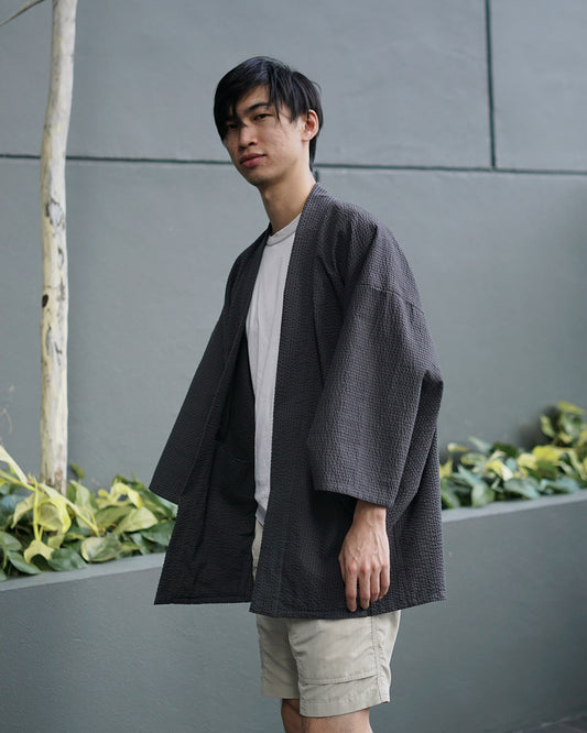 Charcoal Seersucker Haori (Made to Order)